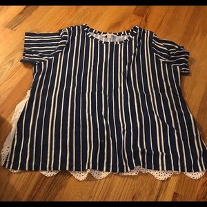 Stripes shirt ruffle back